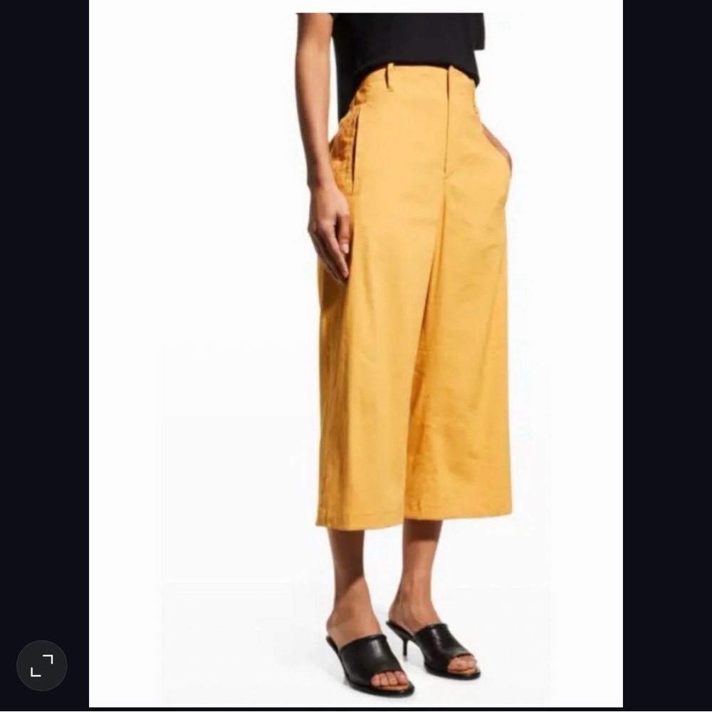 Rag‎ Bone Linen Pants Womens 6 Orange Dylan Cropped Wide Leg Stretch
